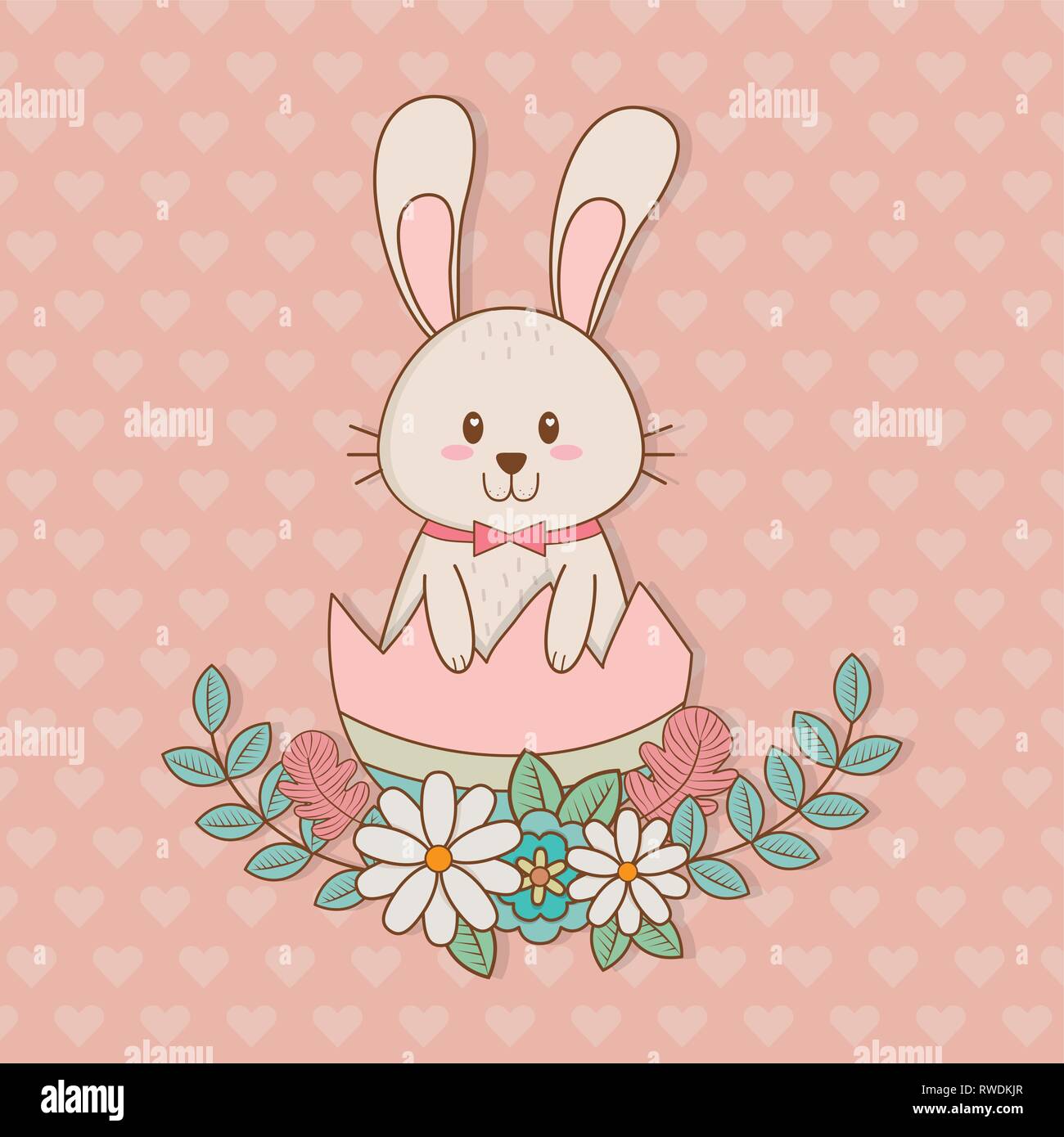 little rabbit with egg painted easter character Stock Vector Image ...