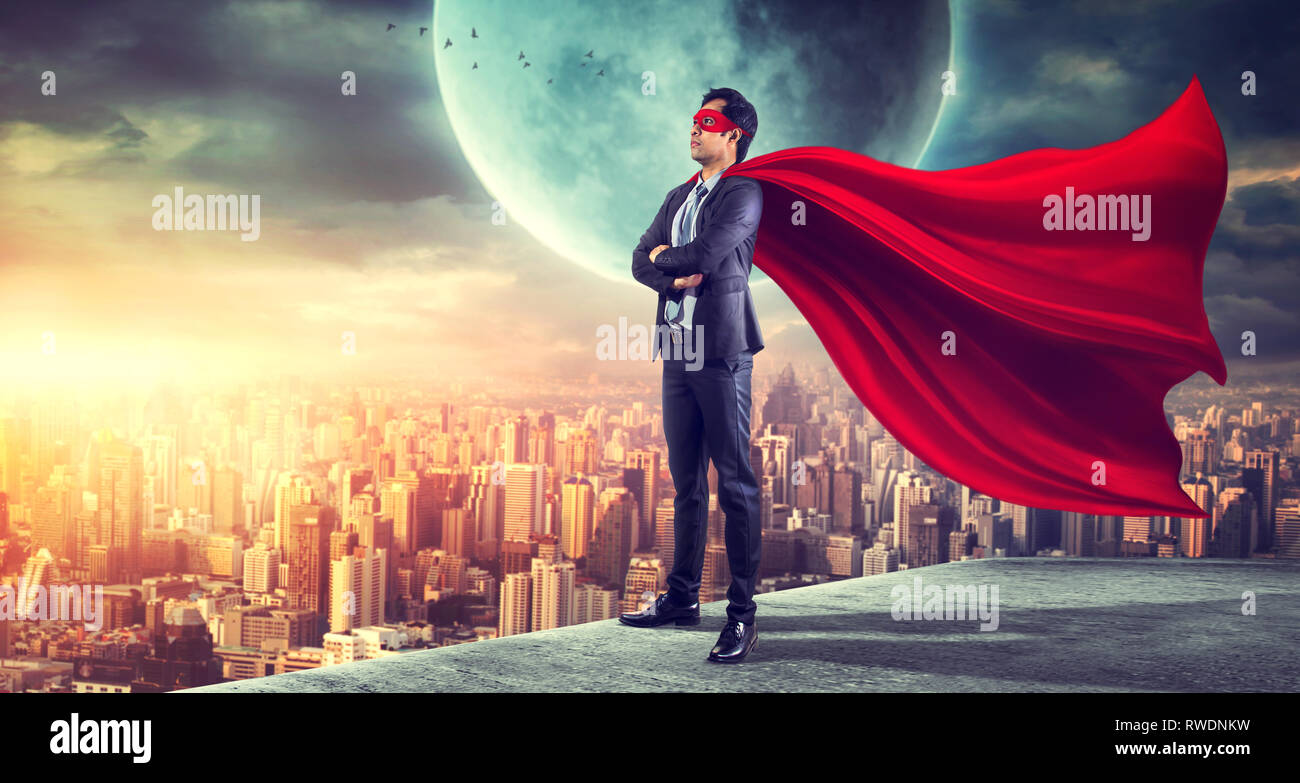 Business superhero. Mixed media Stock Photo