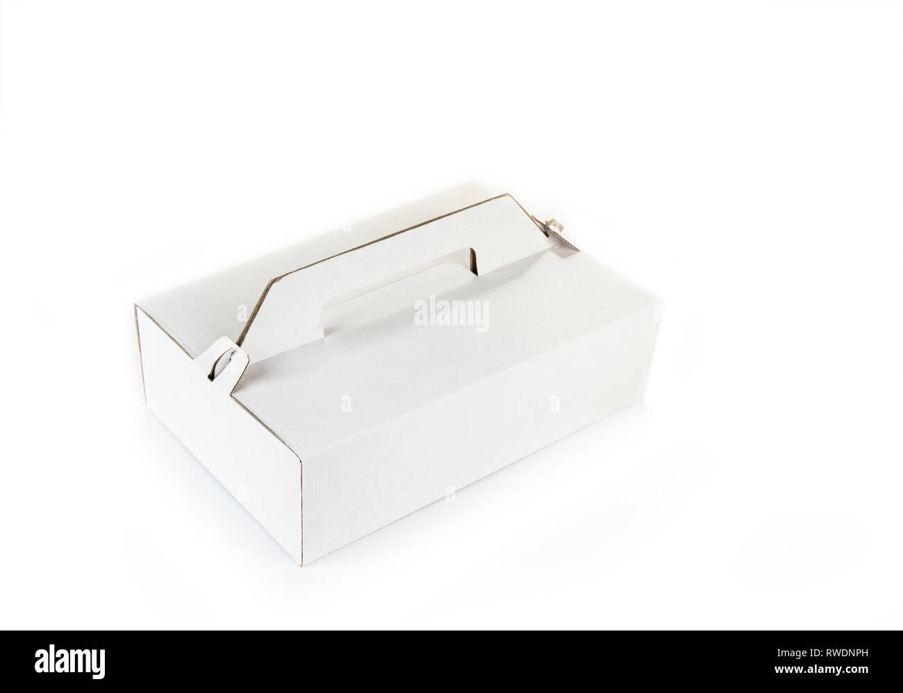 Folded cardboard box for a cake or takeaway food Stock Photo