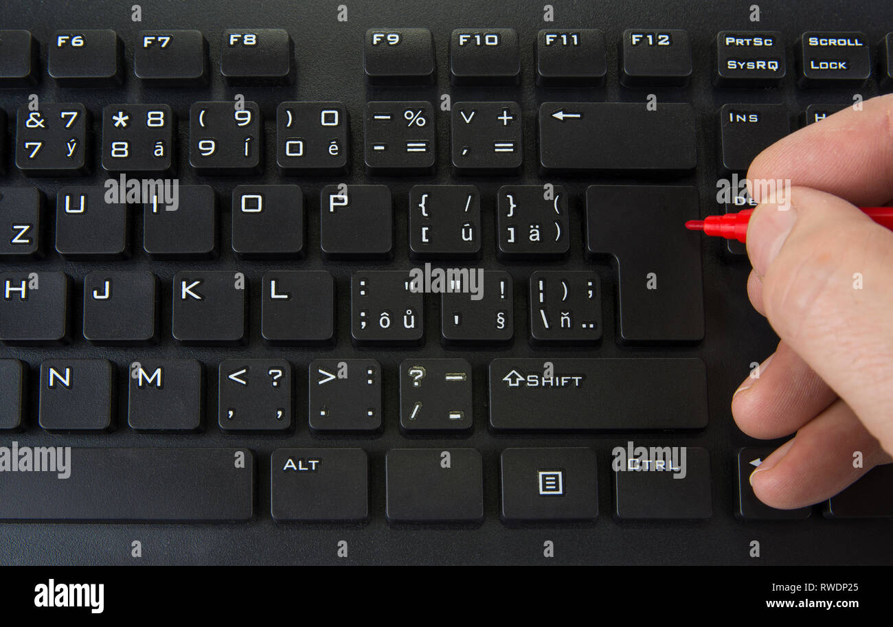 Blank enter and shift keys on computer keyboard Stock Photo - Alamy