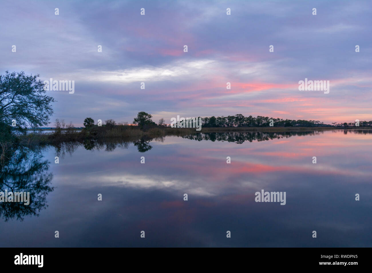 Winter cloudy sunset in Florida Stock Photo