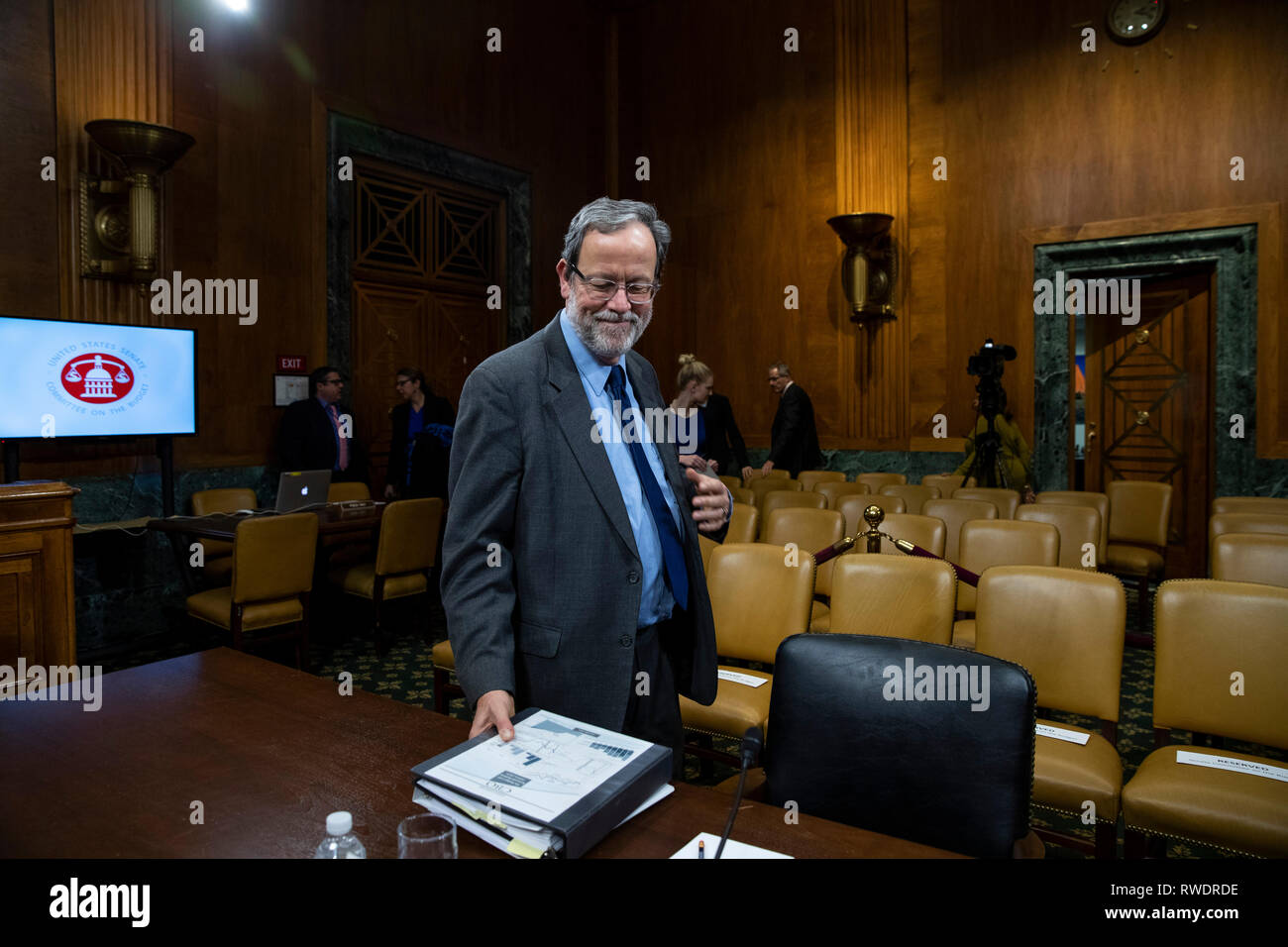 Congressional Budget Office Director Keith Hall arrives before testifying before the Senate Budget Committee on Capitol Hill in Washington, DC on January 29, 2019. Stock Photo
