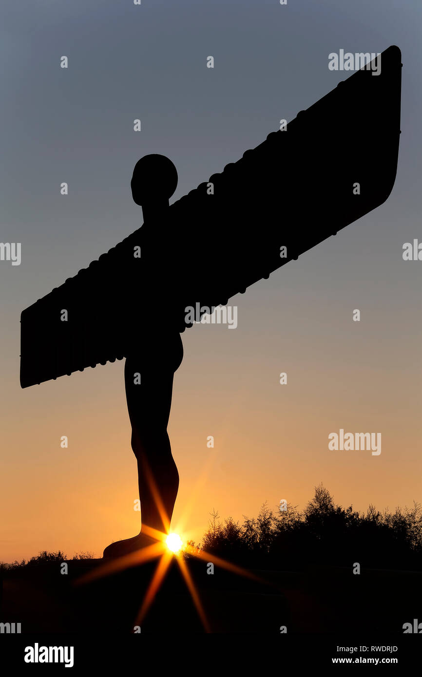 The Angel of the North at sunset, Gateshead, Tyne & Wear, england, United Kingdom Stock Photo