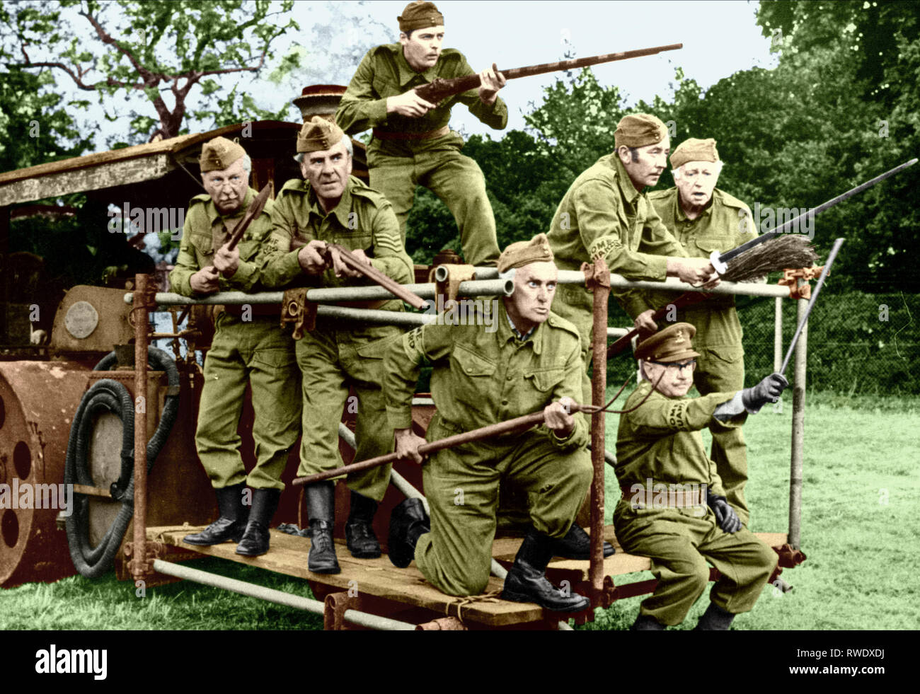DUNN,MESURIER,LAVENDER,LAURIE,LOWE,BECK,RIDLEY, DAD'S ARMY, 1973 Stock Photo