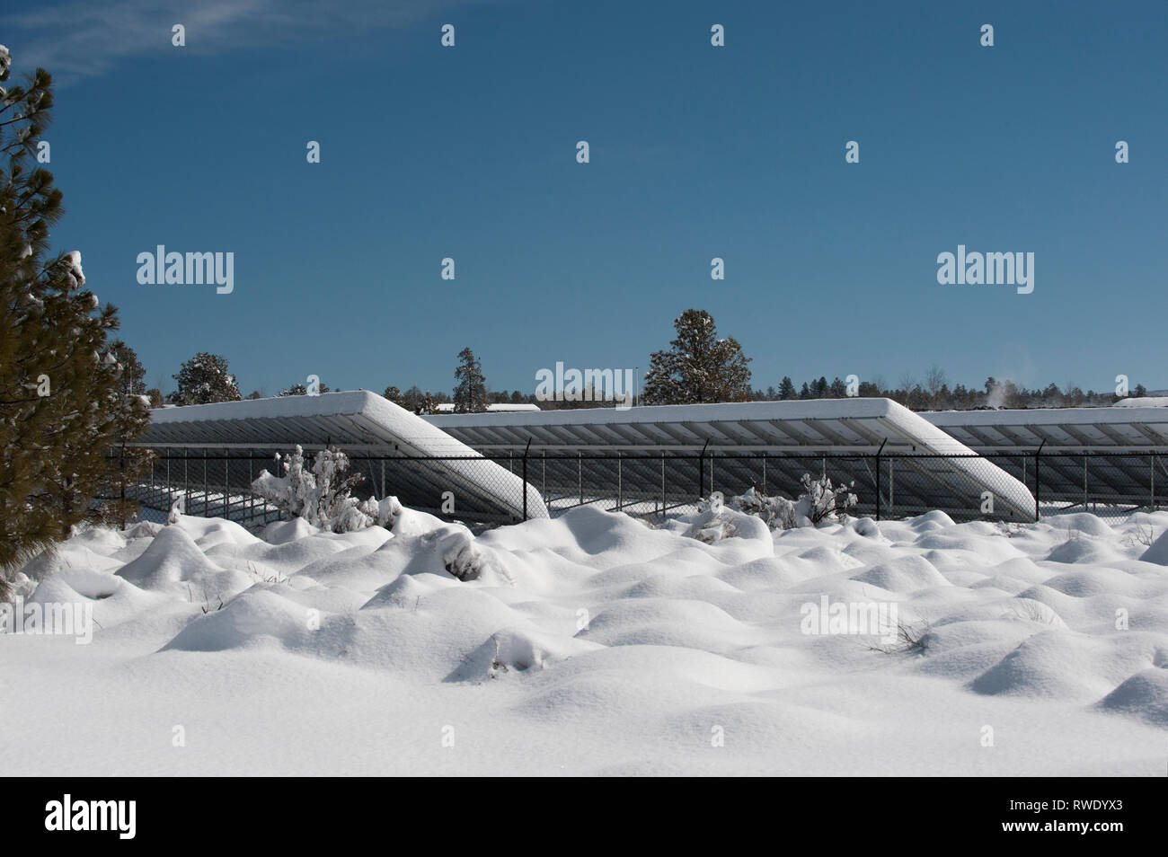 Solar panels at the Central Electric Coop, Bend, Oregon, covered with