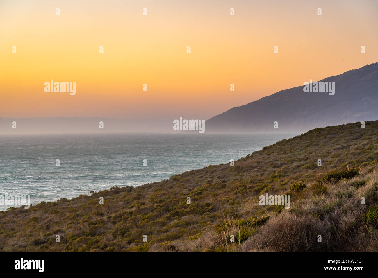 Big Sur, California - The natural Pacific Coastline at sunset. Stock Photo