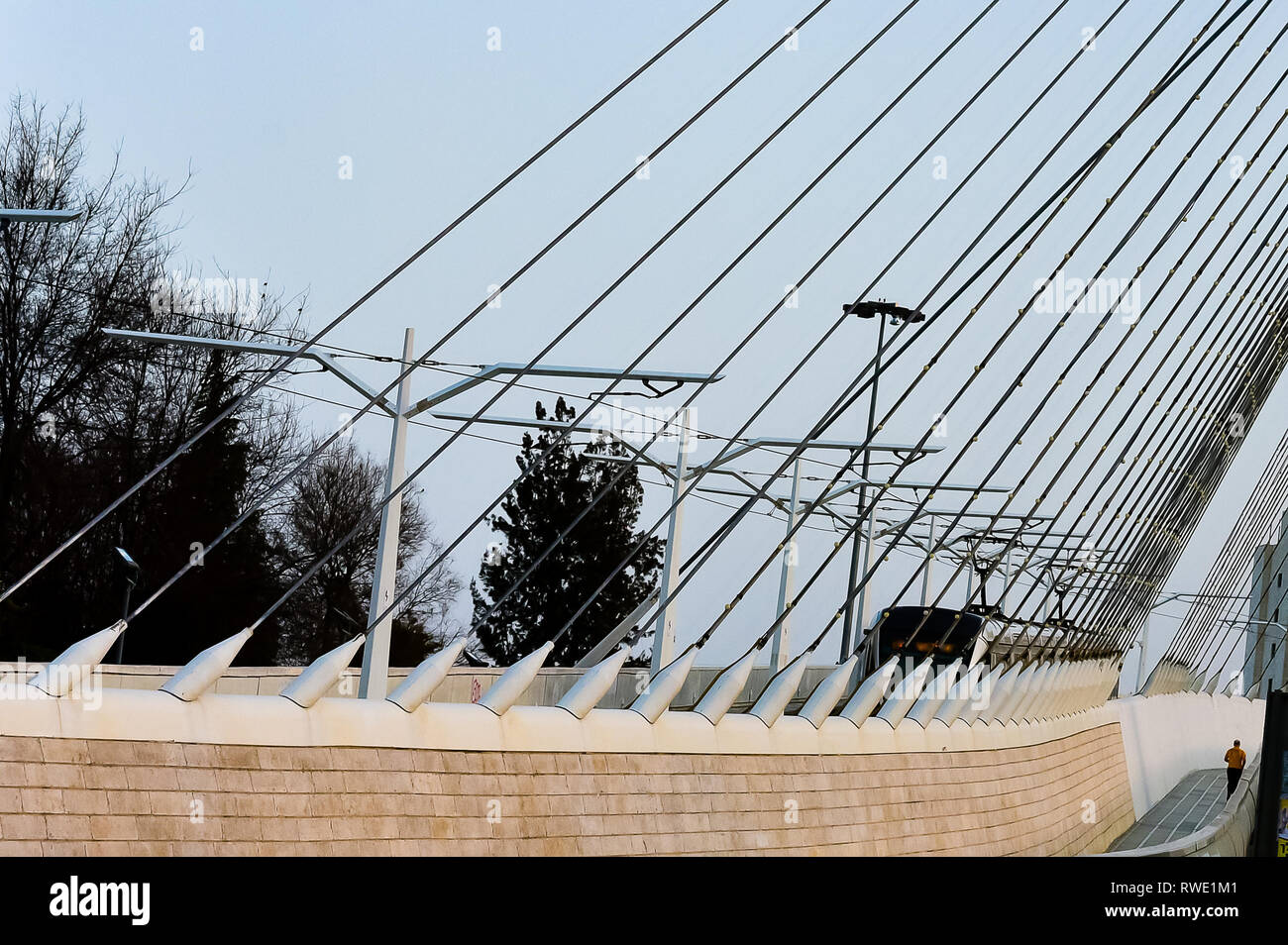String bridge in Jerusalem Jerusalem bridge tram industry Stock Photo ...