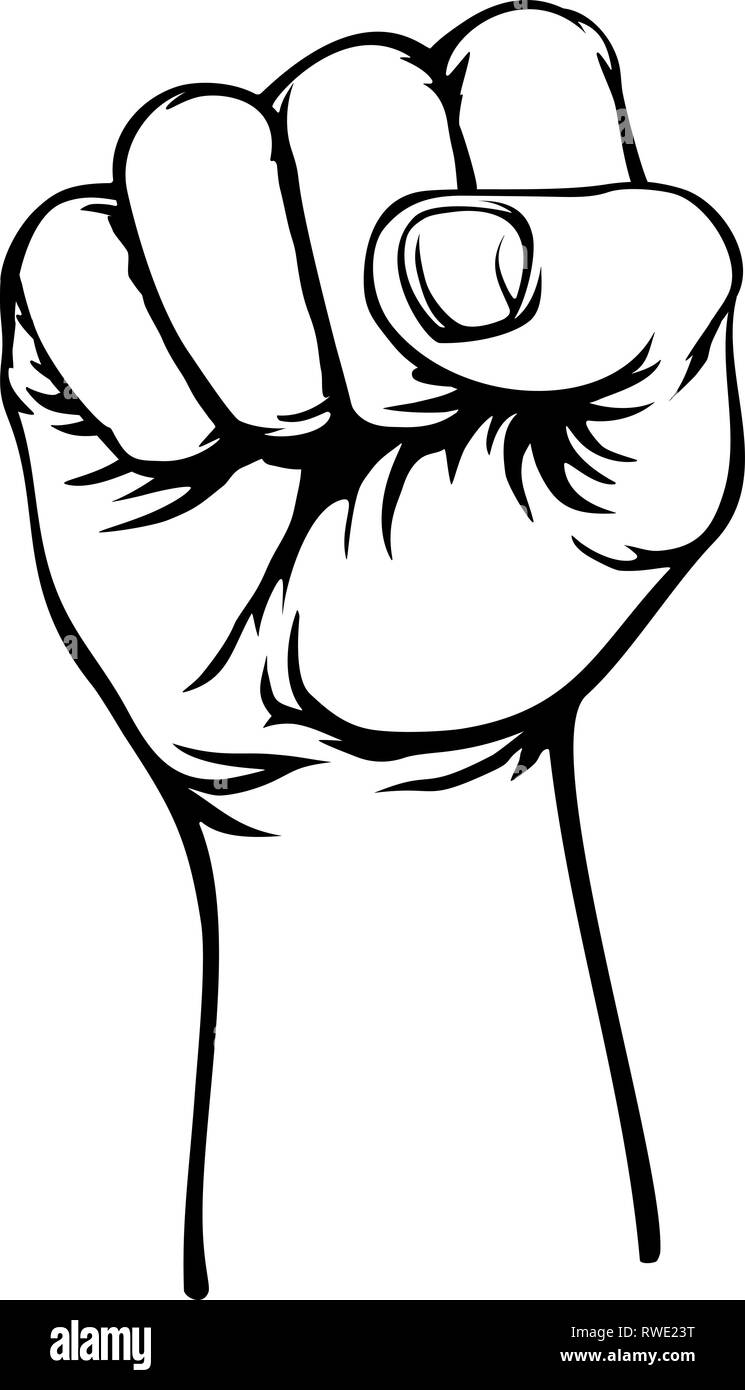 Retro Revolution Hand Fist Raised Air Propaganda Stock Vector