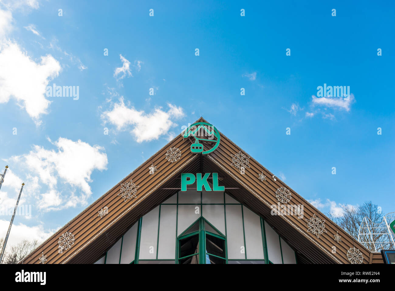 Zakopane, PolandFebruary 22, 2019.Cable car from Zakopane to mount