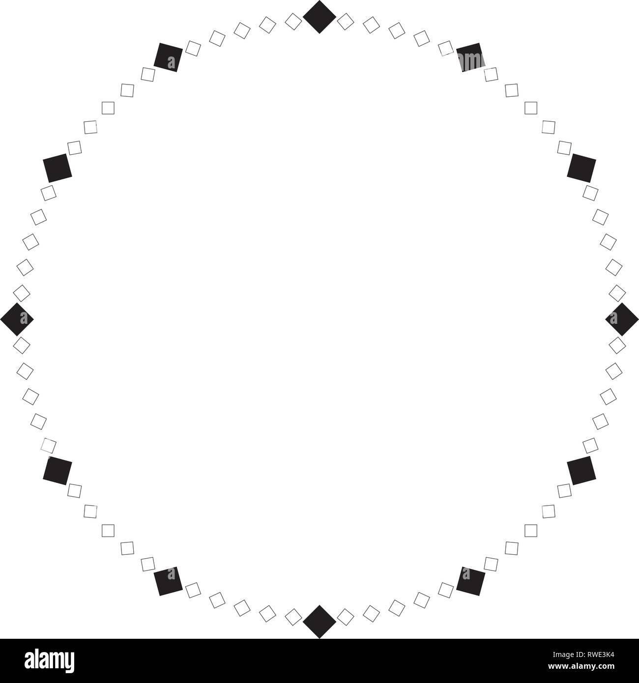 clock dial with black diamond for hours and clear for minutesr on transparent background Stock