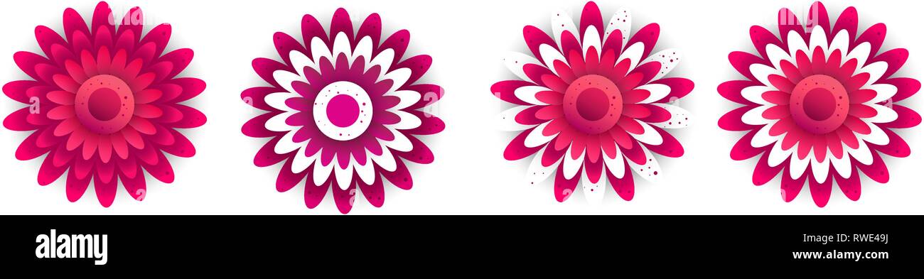 Creative saturated gradient spring flowers in flat style isolated on ...