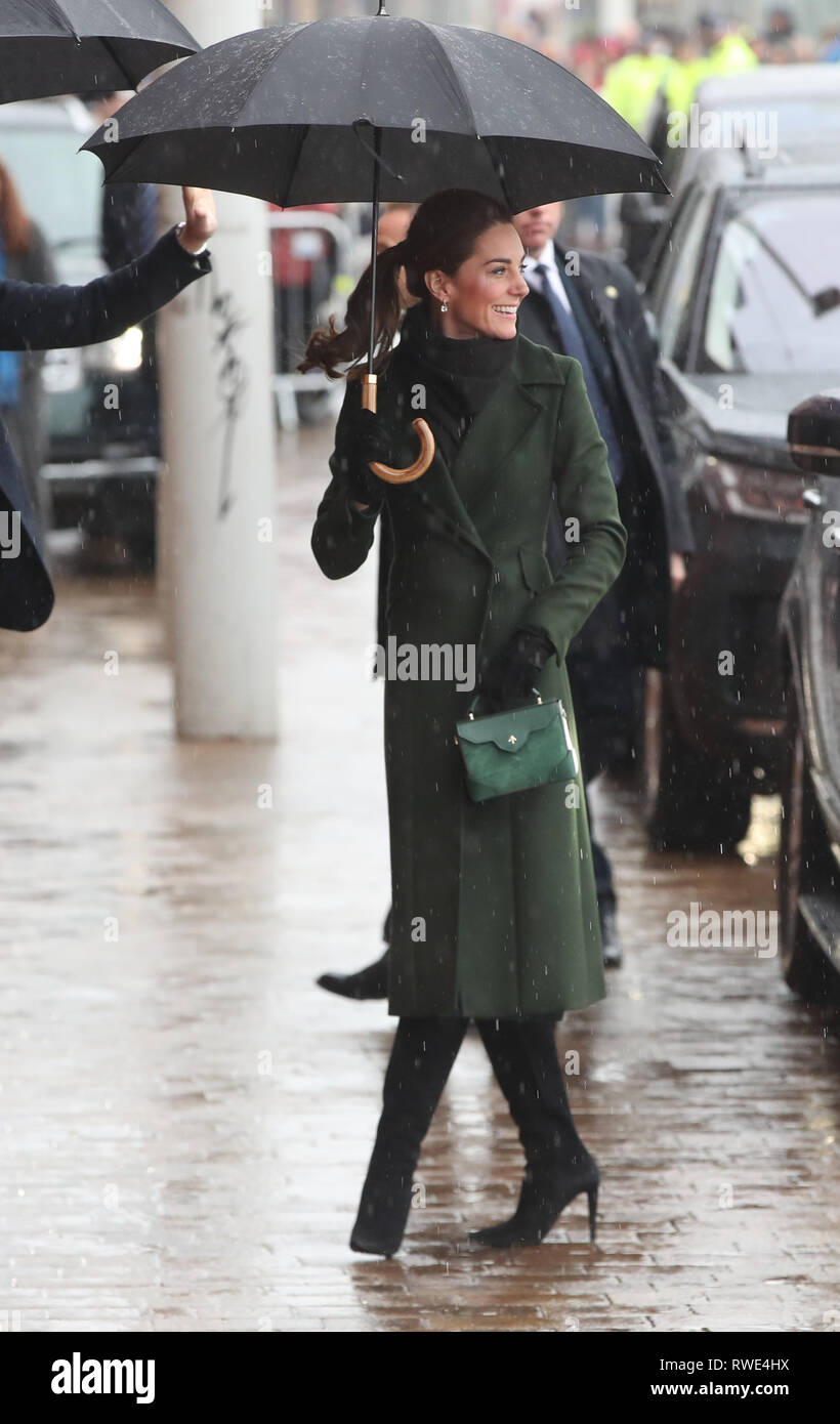 The Duke and Duchess of Cambridge arriving at Blackpool Tower, where they will join a round table briefing about the town's recent history and challenges. Stock Photo