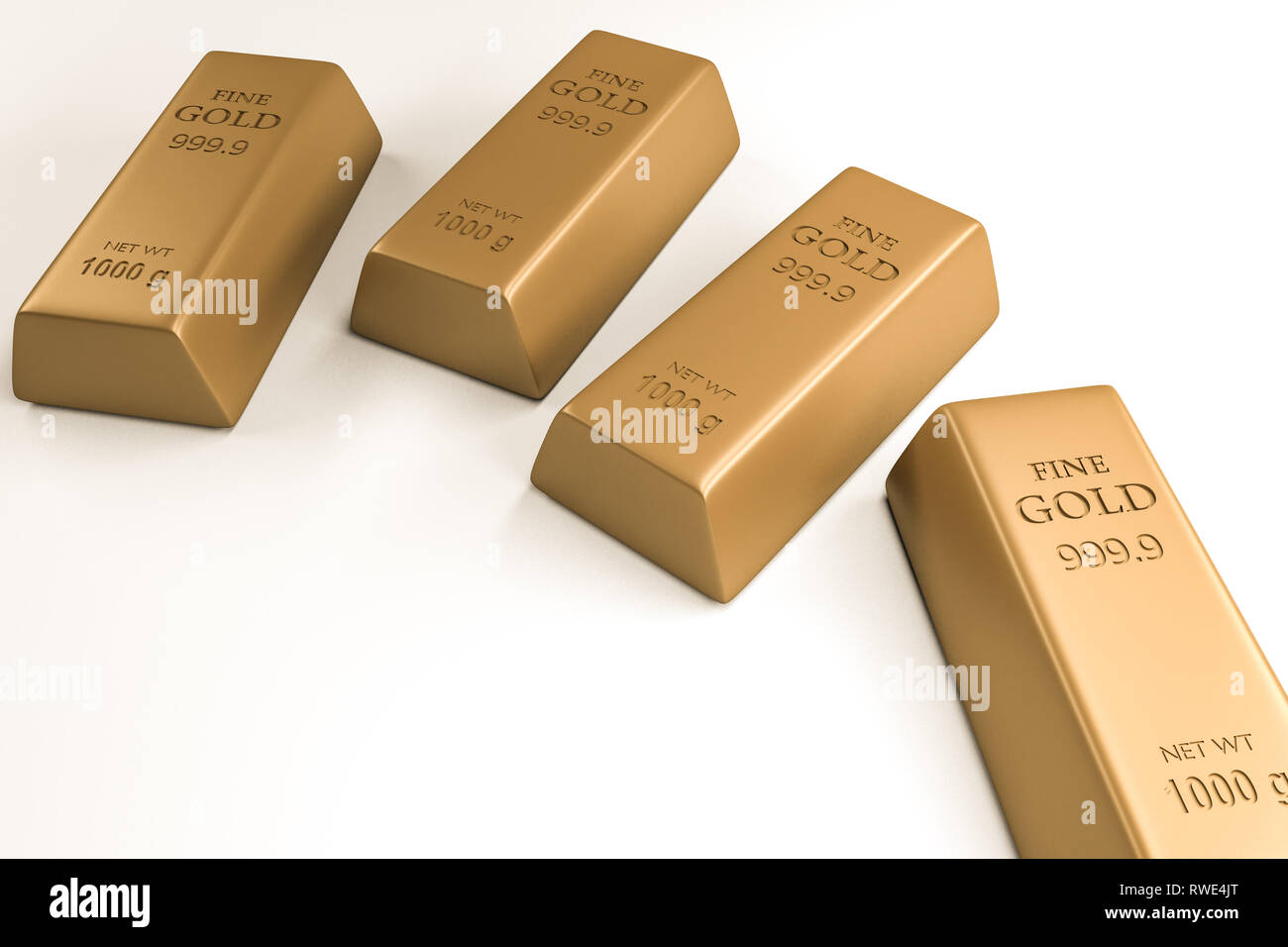 gold bars isolated on white background 3d illustration Stock Photo - Alamy