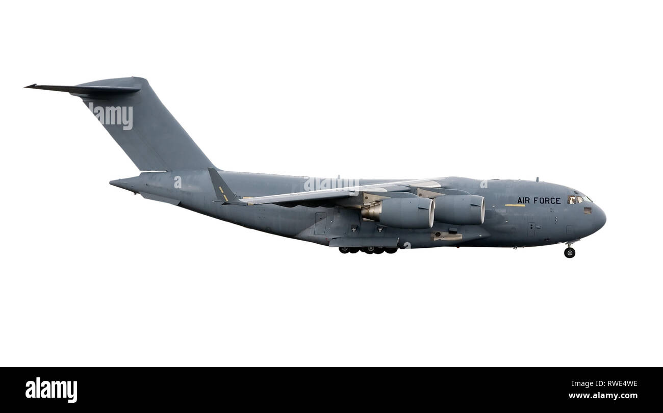 heavy american flying transport for military use isolated with clipping paths Stock Photo
