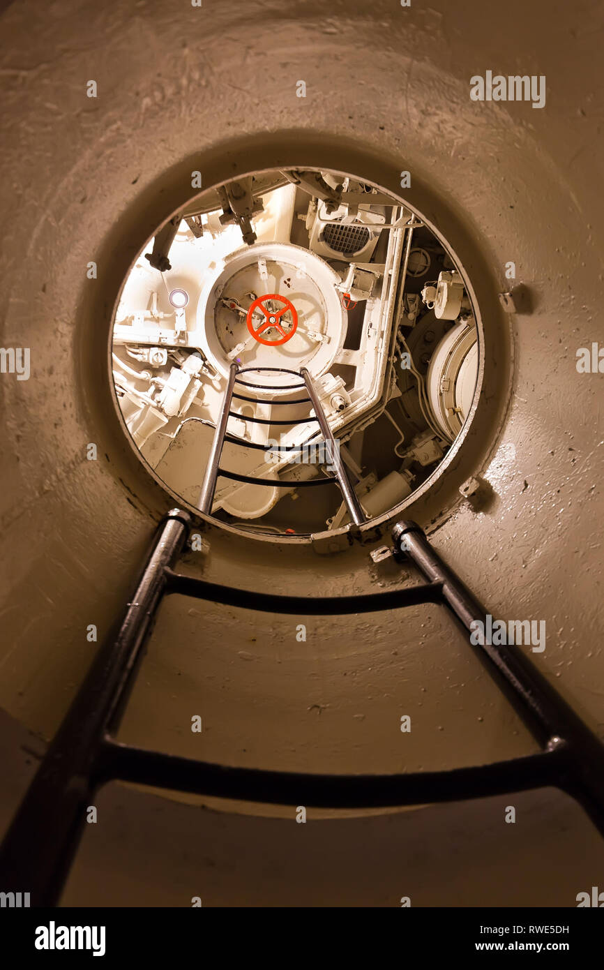 German world war 2 submarine type VIIC/41 inside of conning tower