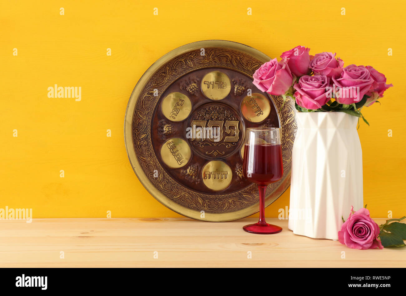 Pesah celebration concept (jewish Passover holiday). Translation for