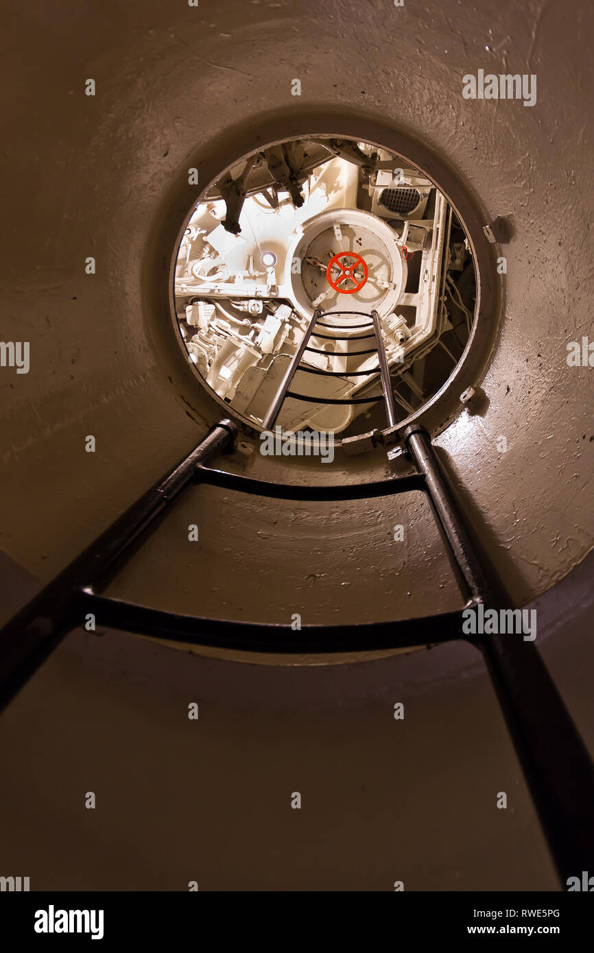 German world war 2 submarine type VIIC/41 inside of conning tower