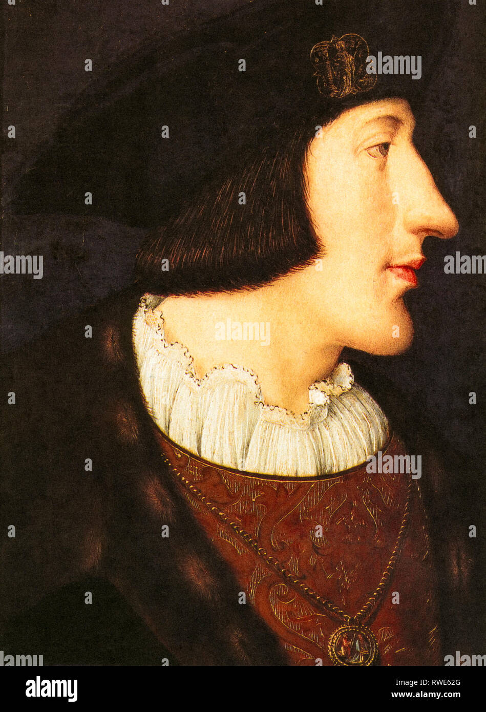 Charles II of Savoy or Charles III of Savoy, called the Good (Chazey, 23 June 1486 - Vercelli, 17 August 1553) was Duke of Savoy, prince of Piedmont and count of Aosta, Moriana and Nice from 1504 to 1553. He was also titular king of Cyprus and Jerusalem (the title as Charles II or as Charles III varies according to whether his cousin Carlo Giovanni Amedeo di Savoia is considered as Charles II or not). Stock Photo