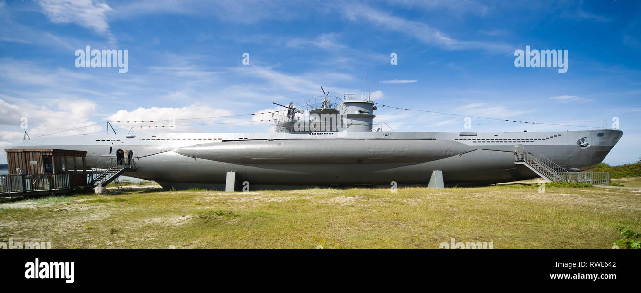 German world war 2 submarine type VIIC/41 -  ultra wide angle photo Stock Photo