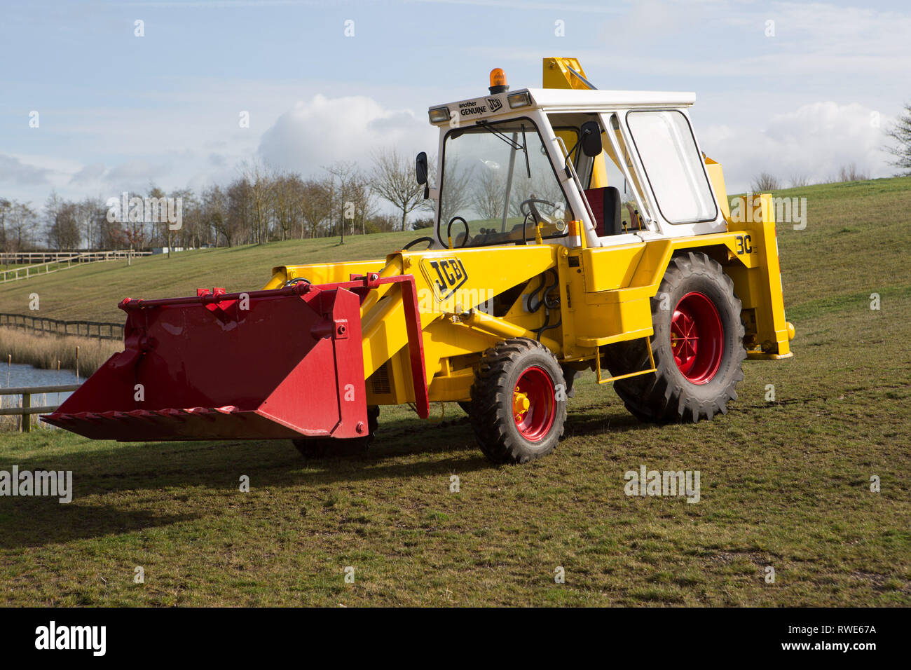 The model that made JCB great - The 3c backhoe loader - Still built at Rocester, Staffs UK Stock Photo