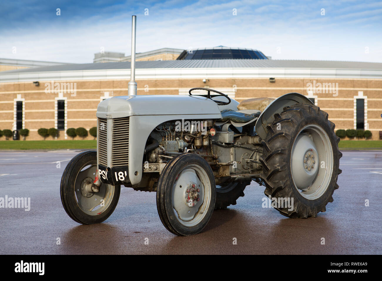 A classic little grey 1950's Ferguson outside Gaydon motor museum UK Stock Photo