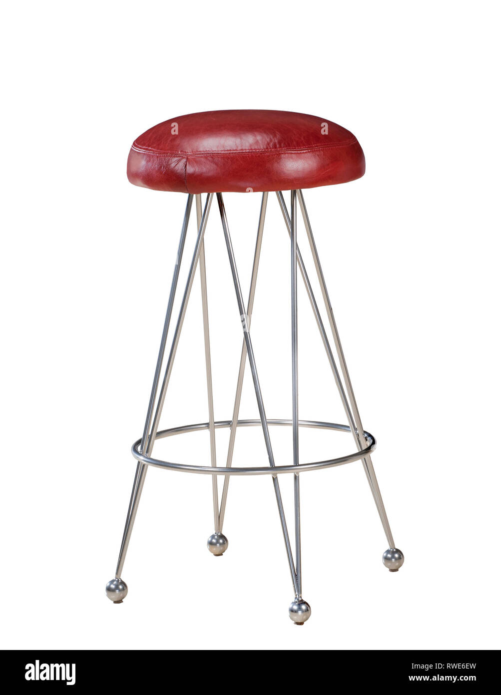 Mid Century Modern chrome and red leather bar stool Stock Photo Alamy