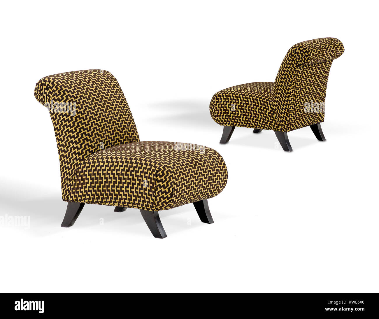 Mid Century Modern armless over stuffed chairs Stock Photo