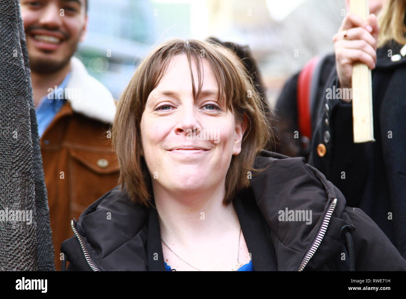 Jess Phillips member of parliament for Birmingham Yardley pictured in Parliament Square, Westminster, London, UK  whilst attending a gathering of various organisations for women's rights on 5th March 2019. Harassment in the work place. Muslim women's network UK. Labour party MPS. British politicians. UK Politics. UK politicians. Russell Moore portfolio page. Stock Photo