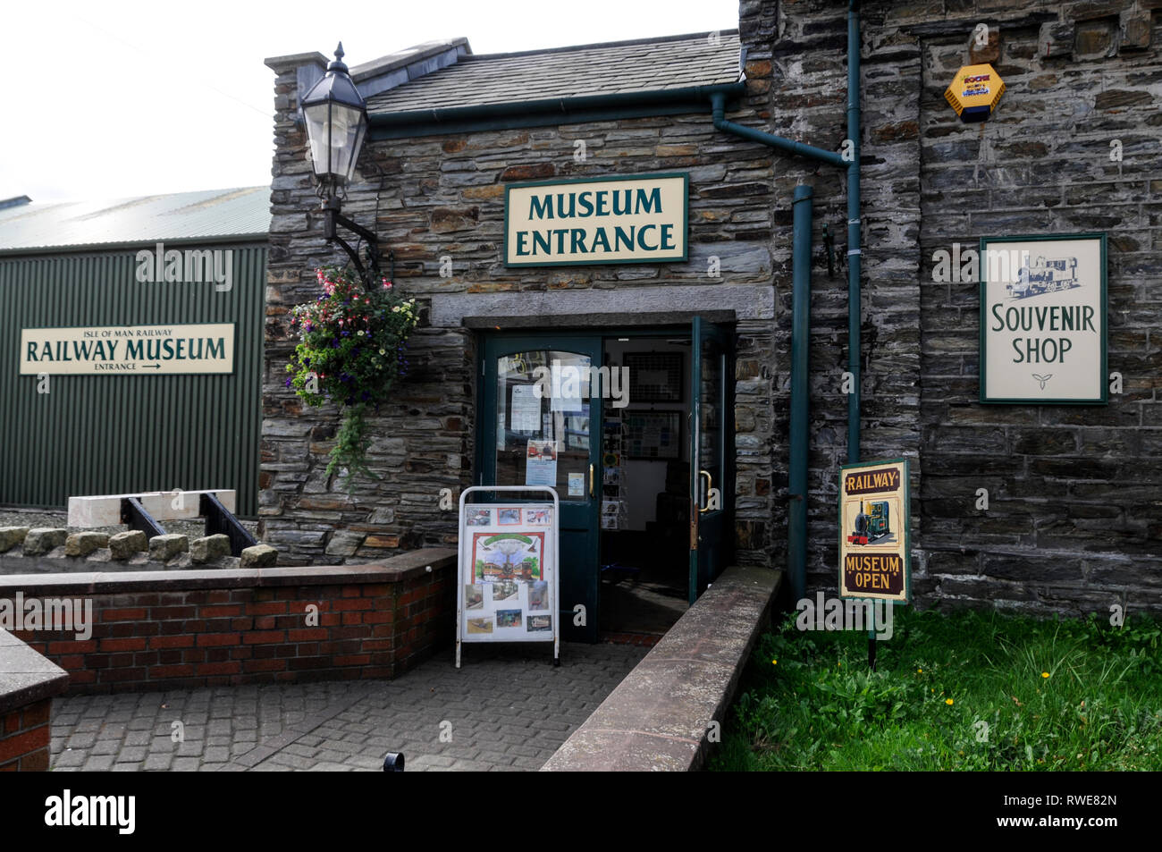 The Manx steam railway museum at Port Erin on the Isle of  Man, Britain.   The Isle of Man with its capital city, Douglas is located in the middle of  Stock Photo