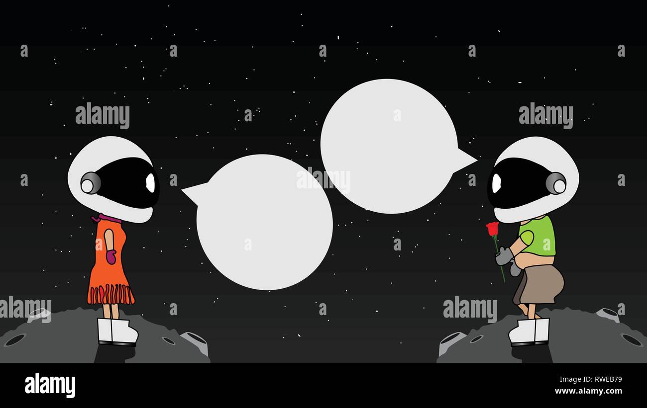 astronauts in space - editable layered illustration - vector illustration Stock Vector