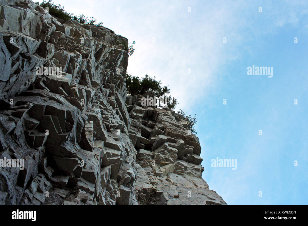 Limestone Bluff Topped With Trees On Eagle Trail In A Forest In