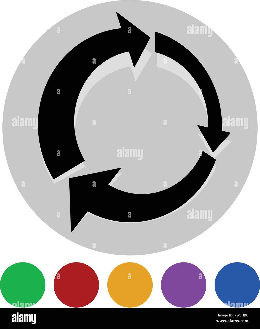 Icon with circular arrow - Revise, centrifuge, synchronize concepts Stock Vector