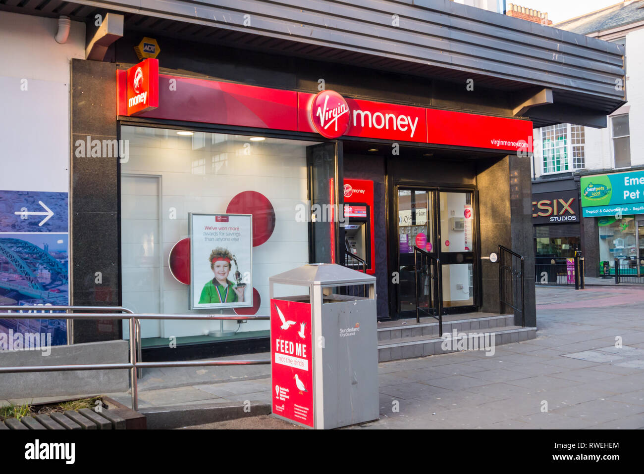 A Virgin Money Store in a city centre Stock Photo