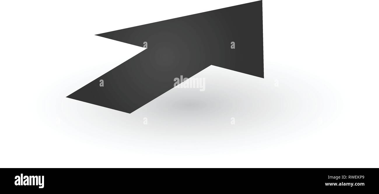 3d Directional wide Arrow icon with shadow. Shows shift or direction of ...