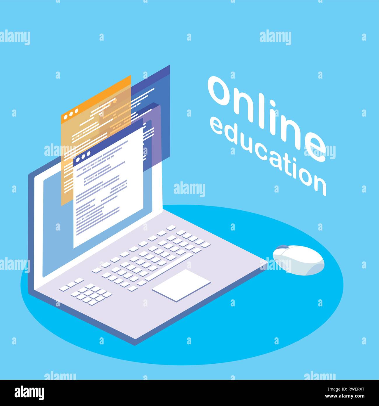 online education with laptop vector illustration design Stock Vector ...