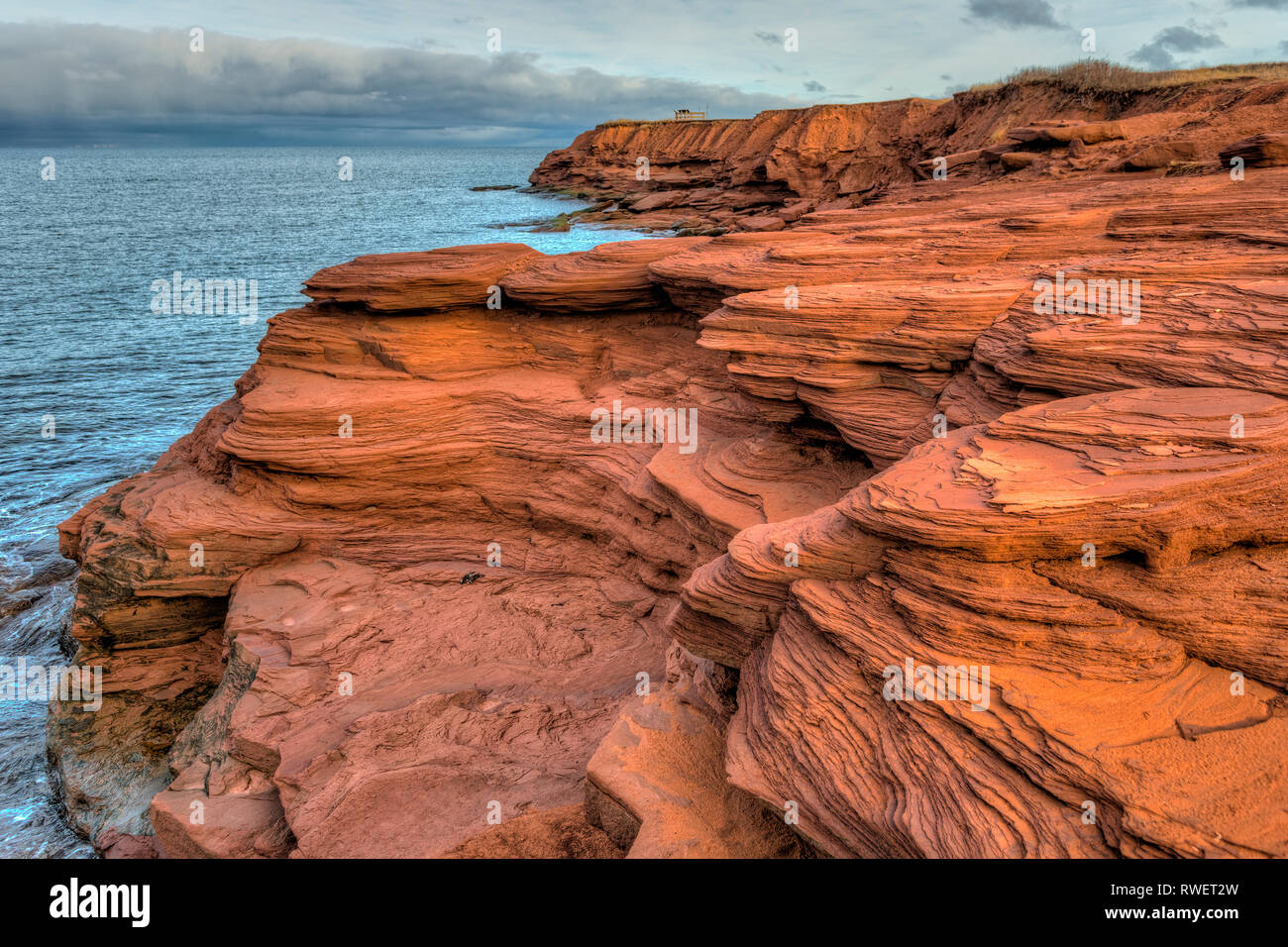Red Sandstone cliffs, Cavendish, Prince Edward Island, National Park, Canada Stock Photo
