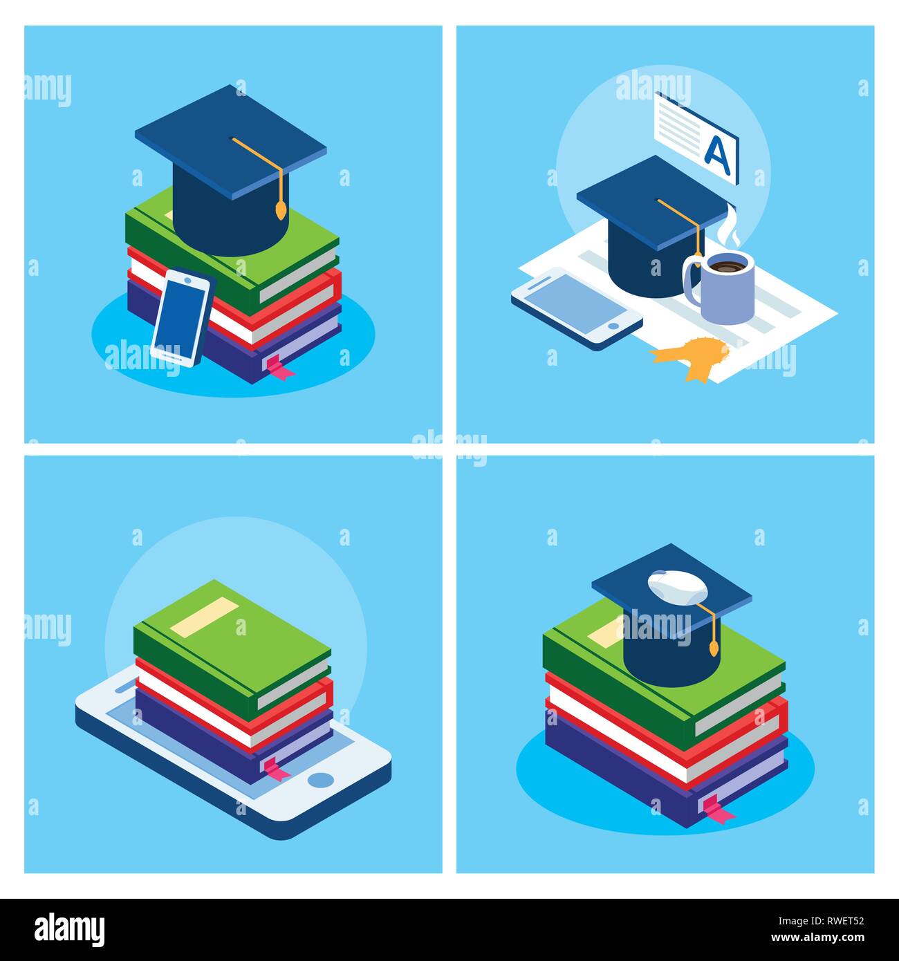 online education set icons vector illustration design Stock Vector ...