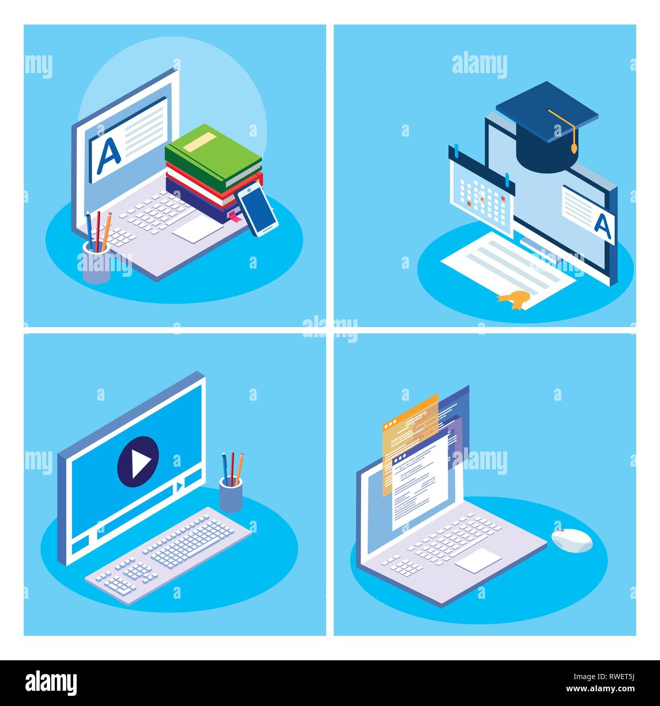 online education set icons vector illustration design Stock Vector ...