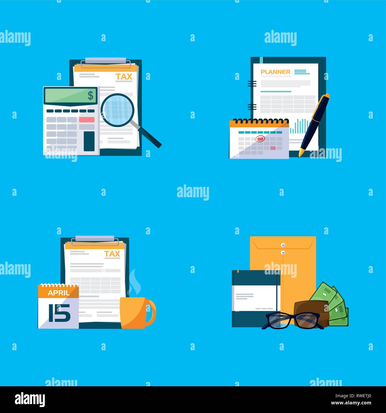 documents and office set items vector illustration design Stock Vector