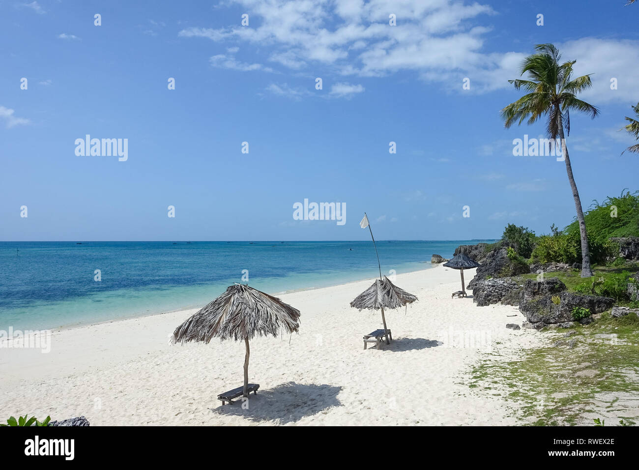 Beach Umbrellas on Exotic Bantayan Island Cebu, Philippines Stock
