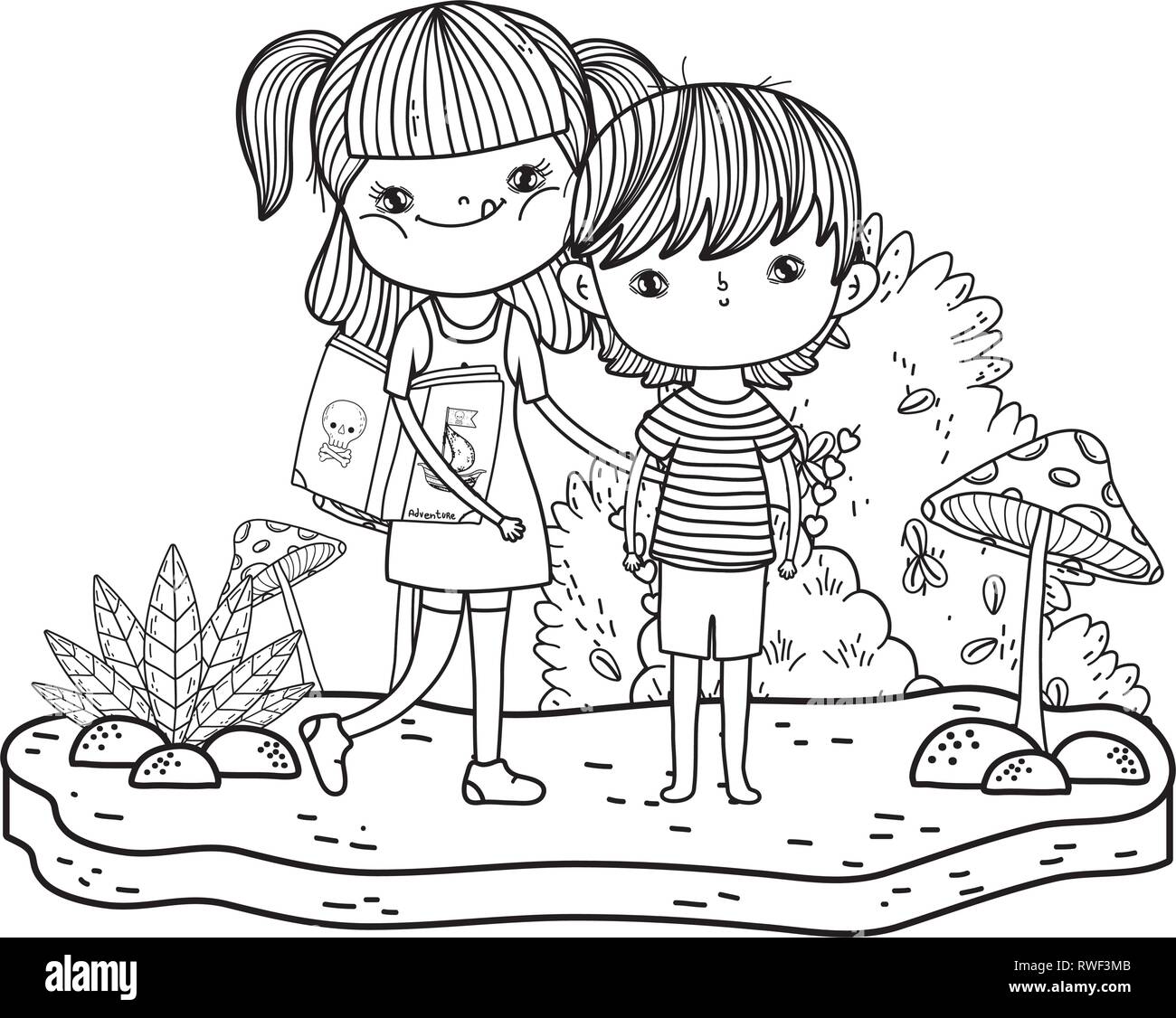 little kids couple in the landscape Stock Vector Image & Art - Alamy