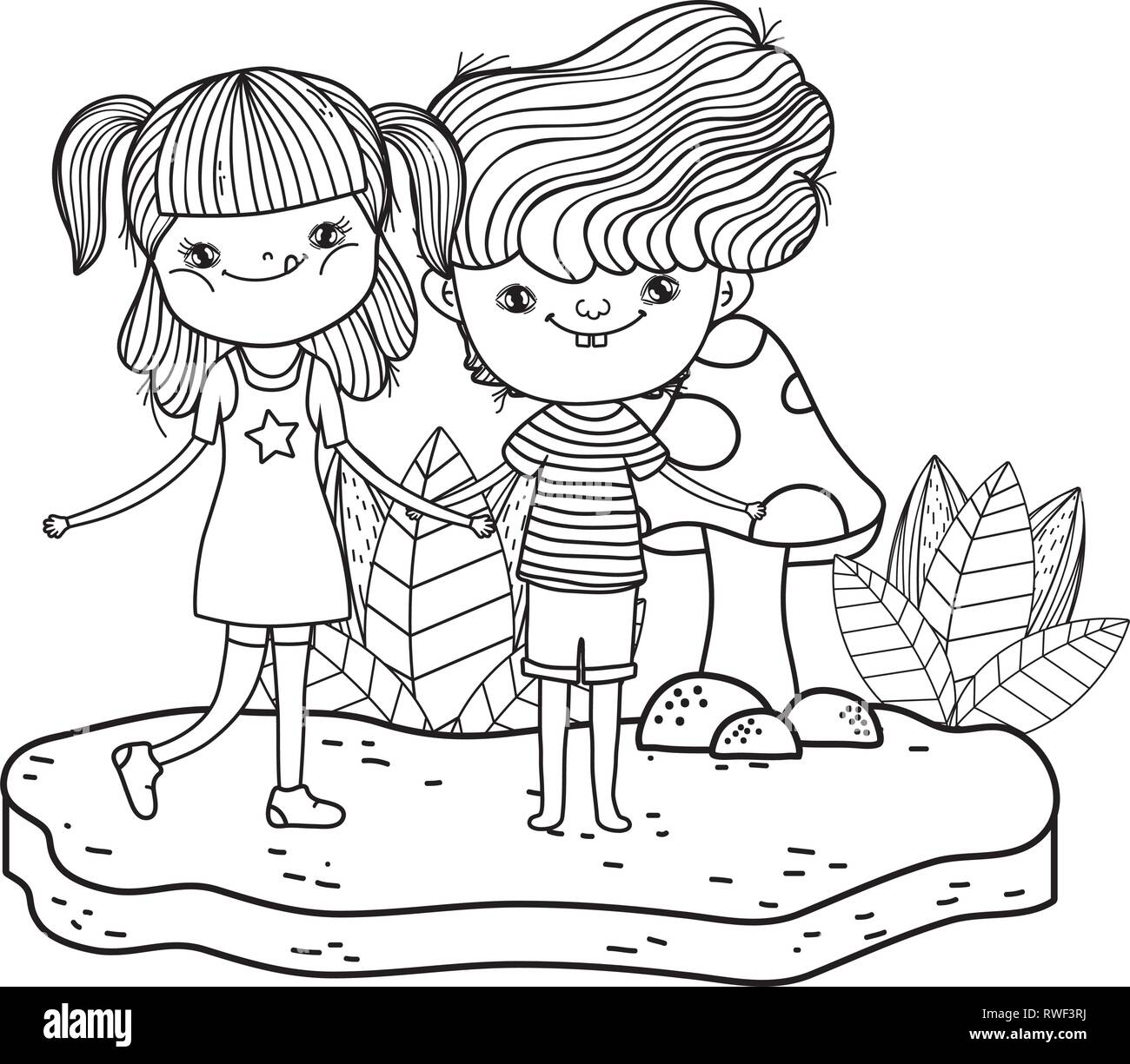 little kids couple in the landscape Stock Vector Image & Art - Alamy