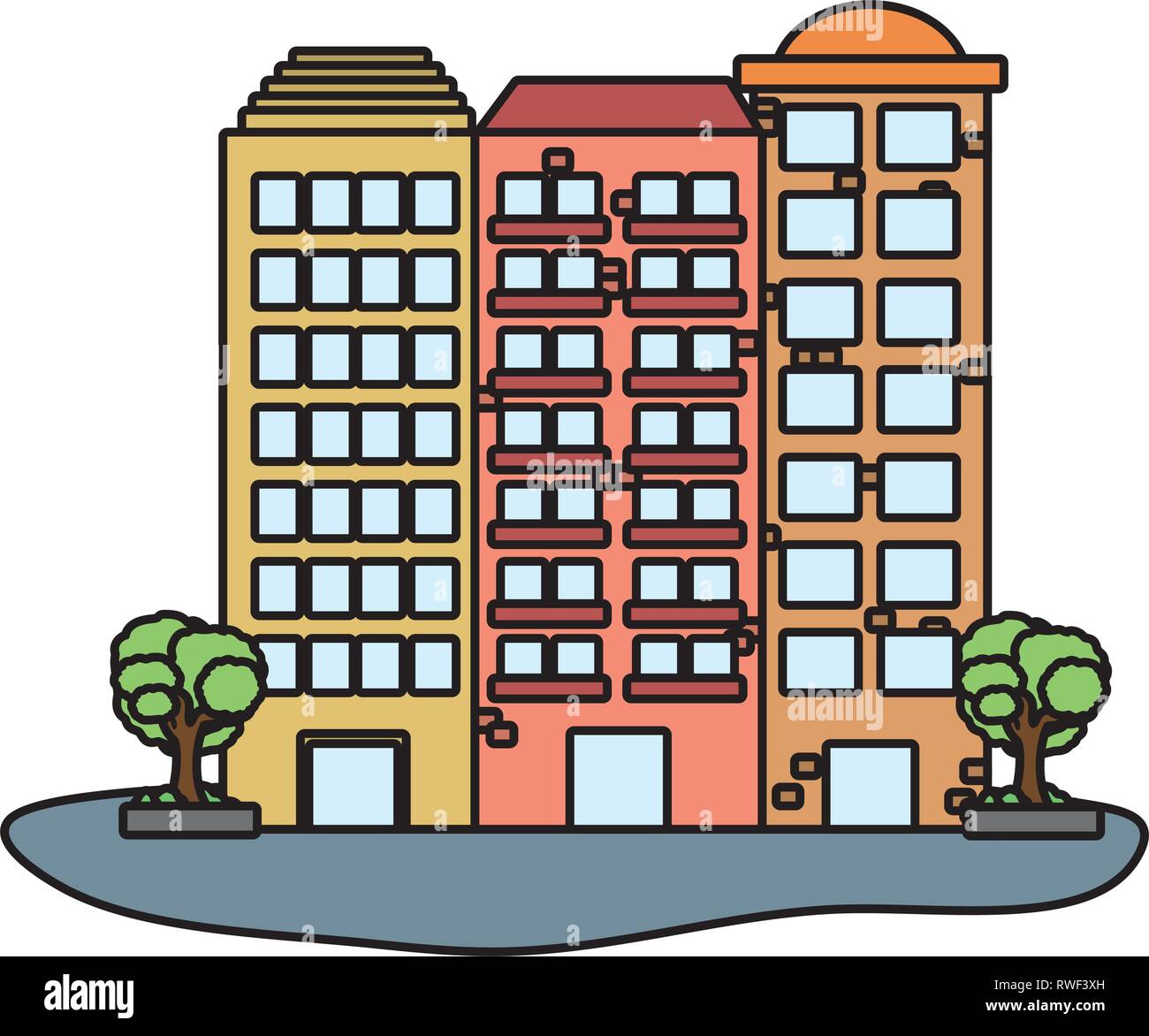 urban buildings cartoon Stock Vector