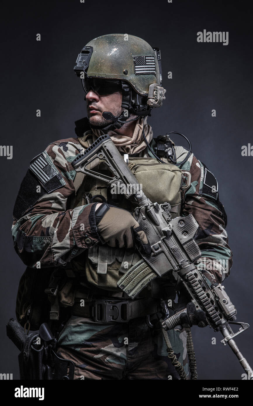 U.S. Marine Corps special operations command Marsoc raider with weapon