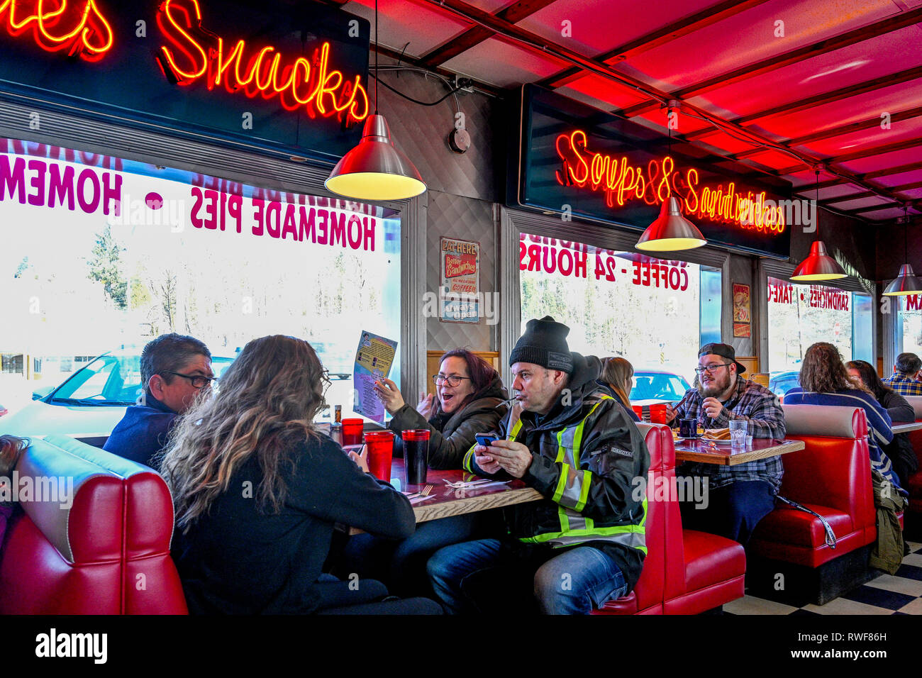 Busy Rocko's Diner, Mission, British Columbia, Canada, where filming for Pop's  Diner in the tv series Riverdale took place Stock Photo - Alamy