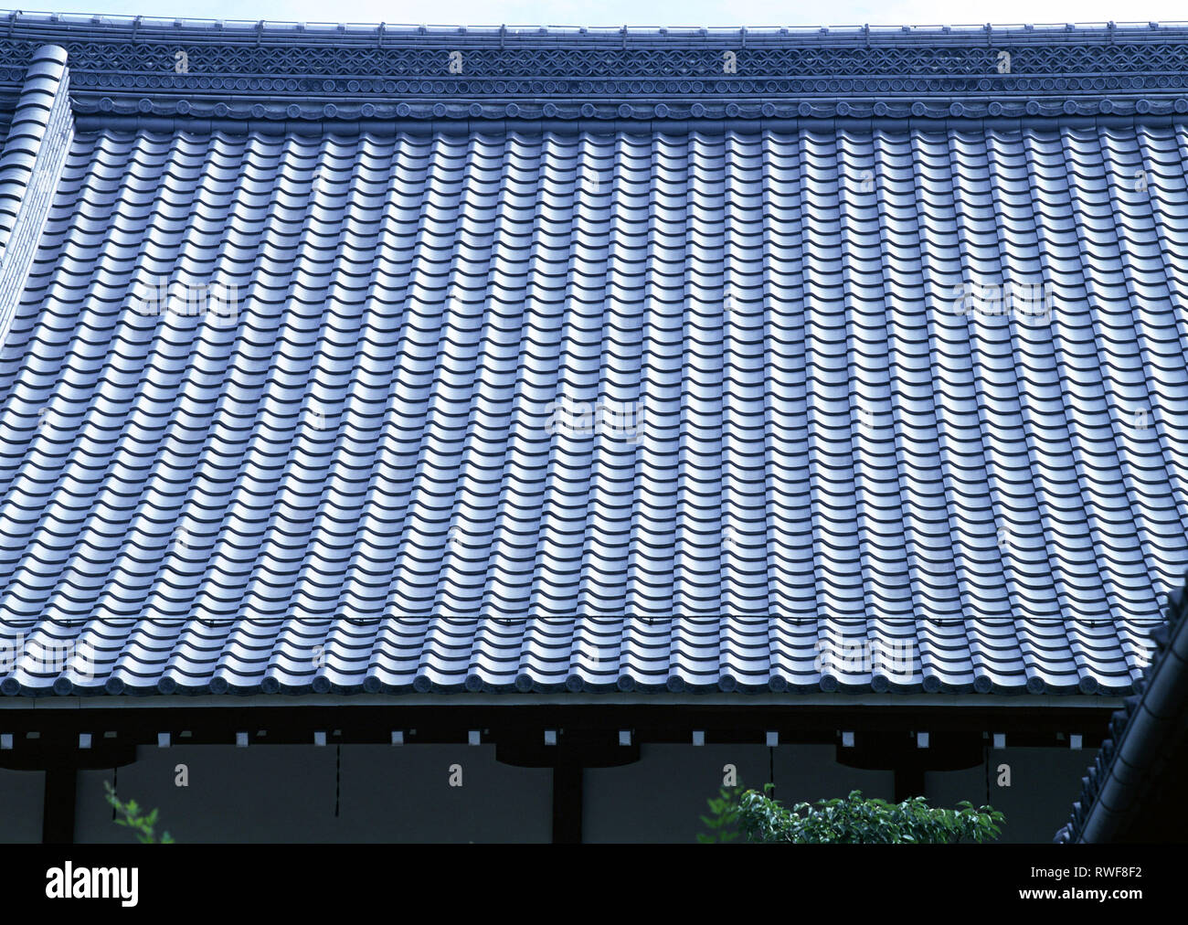 old traditional blue tile roofing of japan architecture background