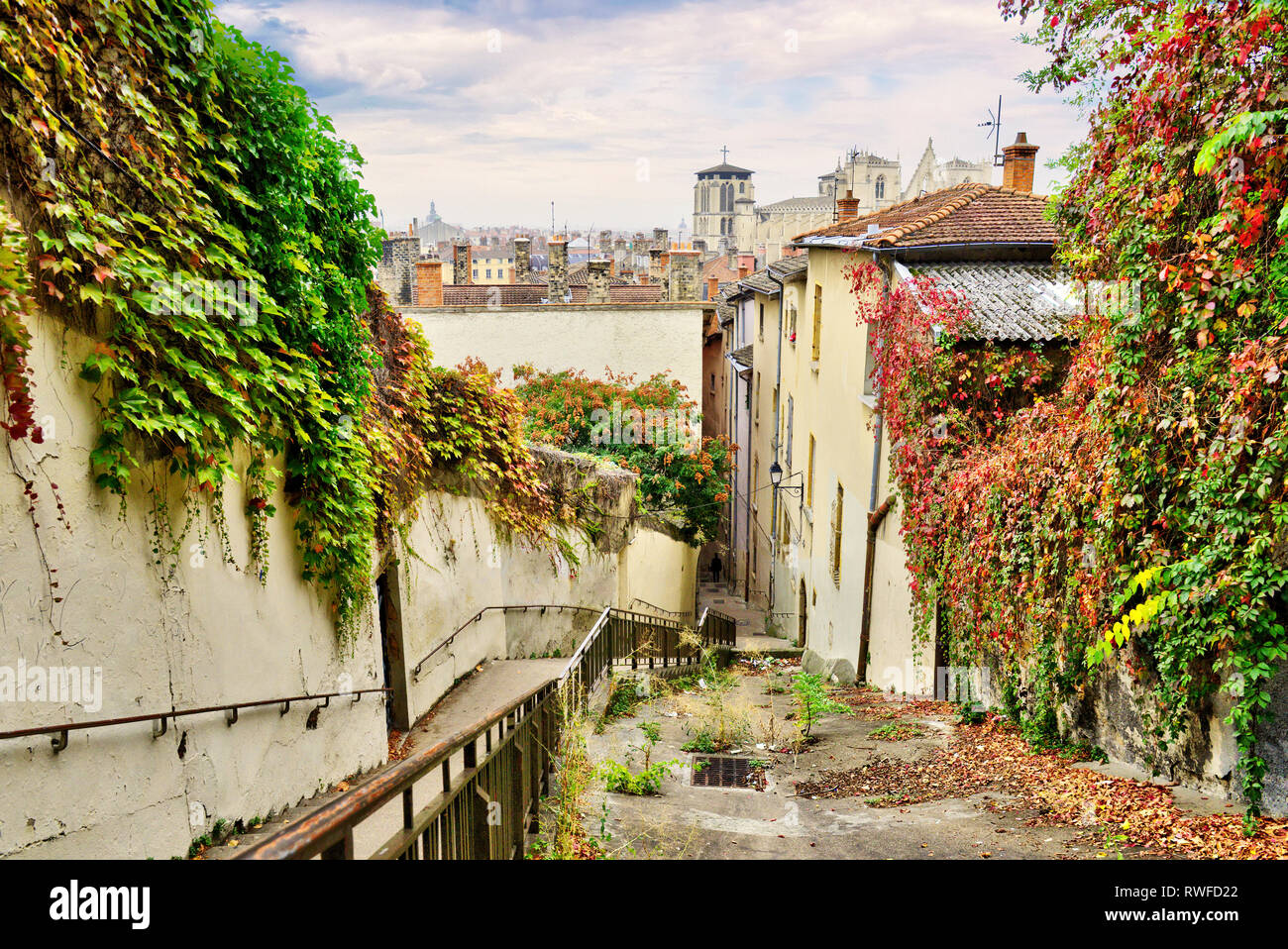 Cityscape of Lyon, travel steps, october, France Stock Photo Alamy
