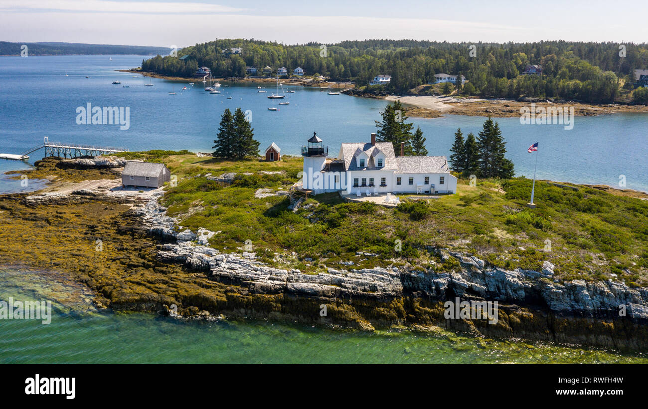Pumpkin Island Lighthouse, Little Deer Isle, Deer Isle, ME Stock Photo