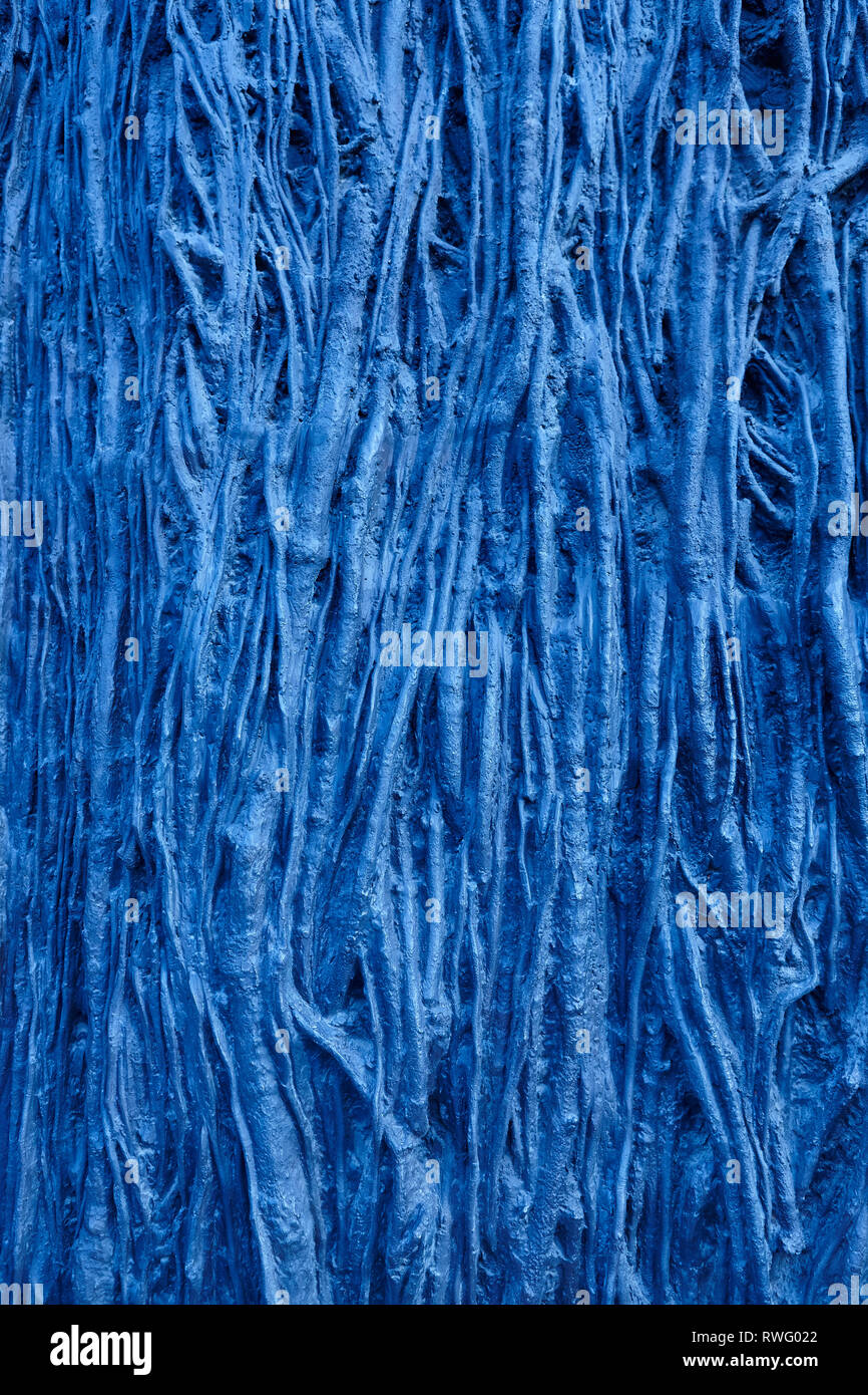 Textured blue background tree roots form. Nature abstract surface ...