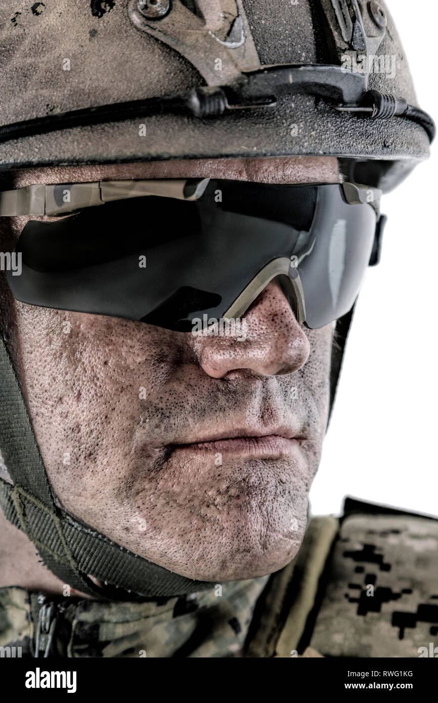 Premium Photo  Close up of military operator wearing oakley style  sunglasses